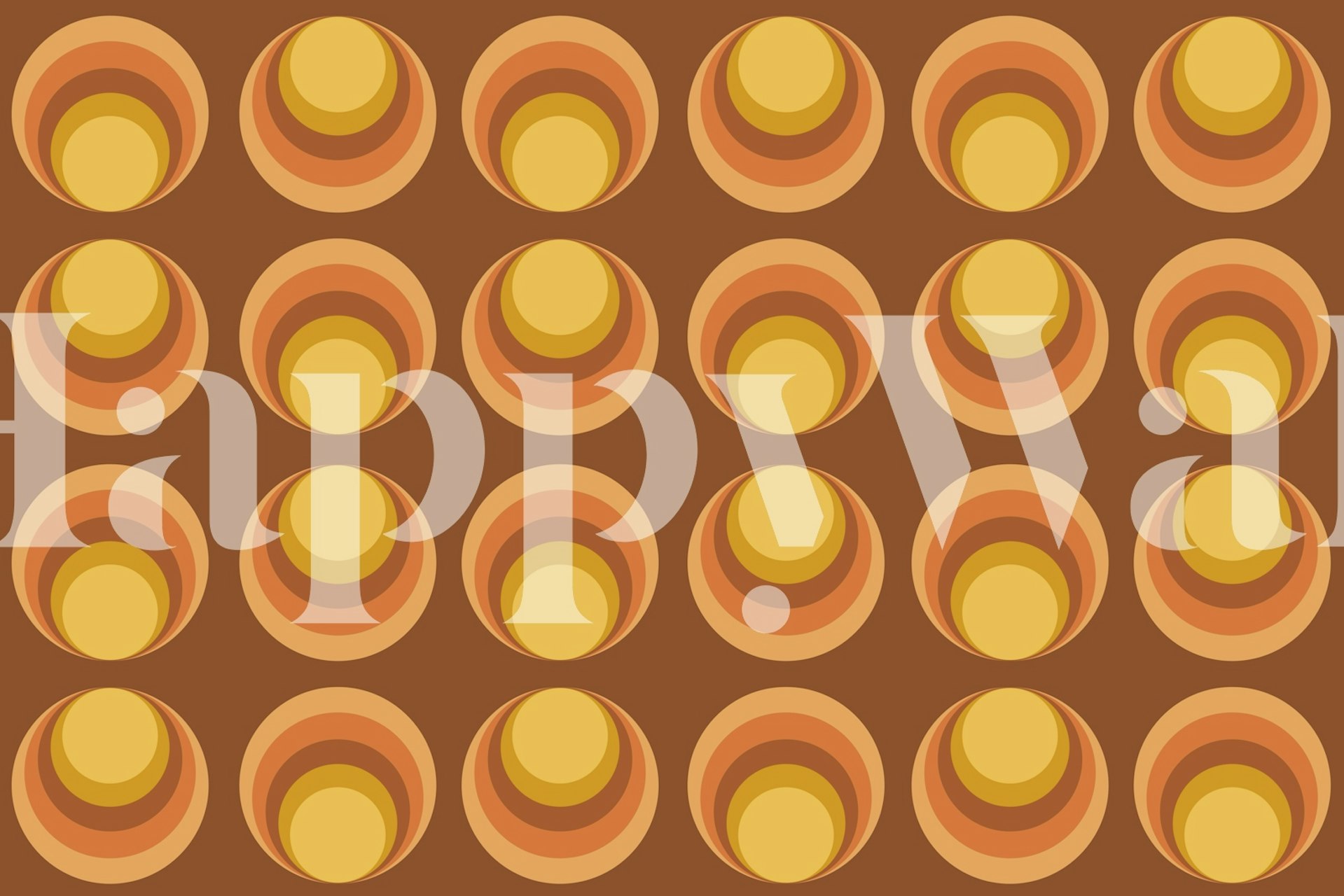 Τοίχος ενός αφαίρετου γεωμετρικού κύκλου εμπνευσμένο από τα 70 σε ζεστές αποχρώσεις