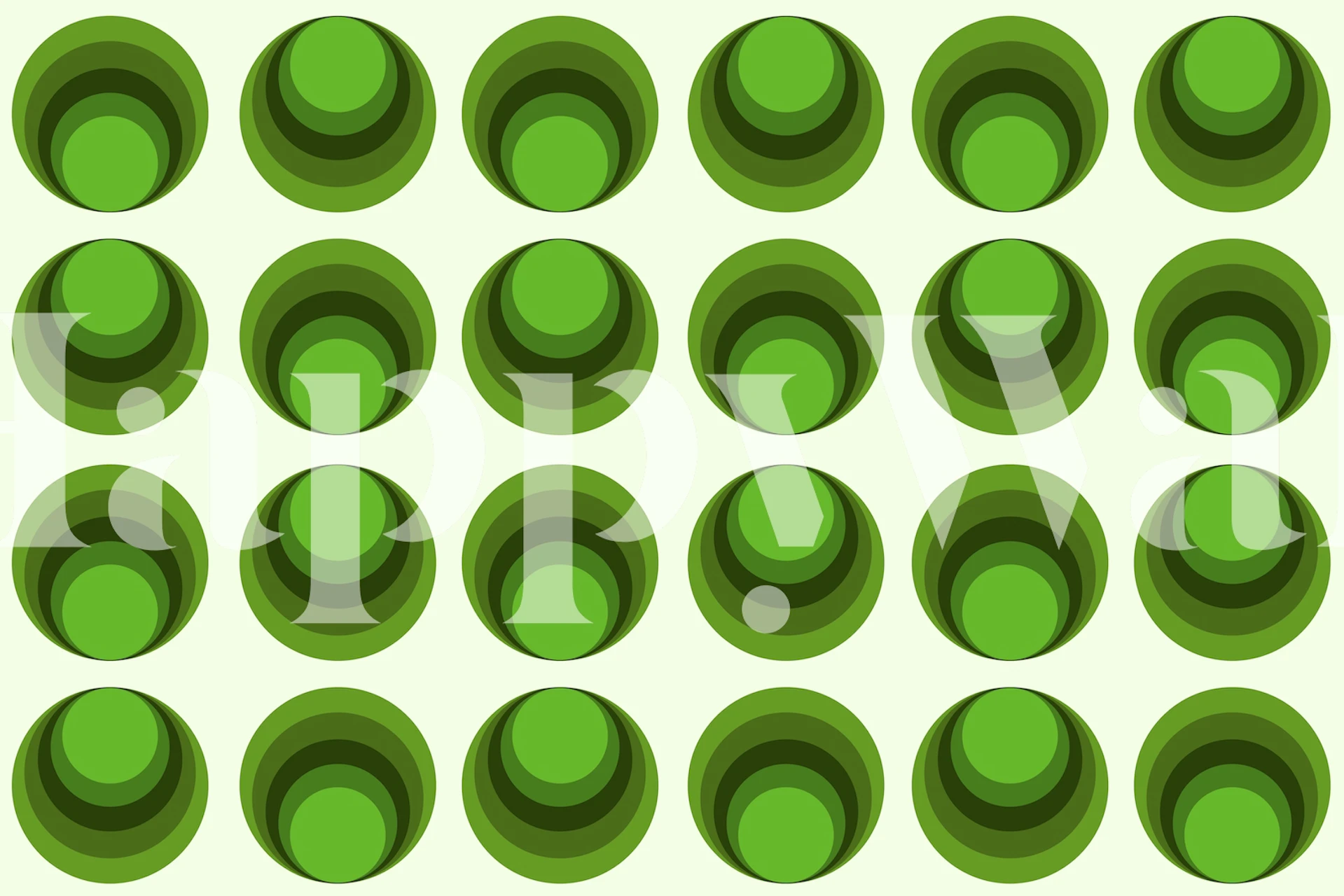 fotomural vinílico de parede com padrão geométrico verde inspirado nos anos 70