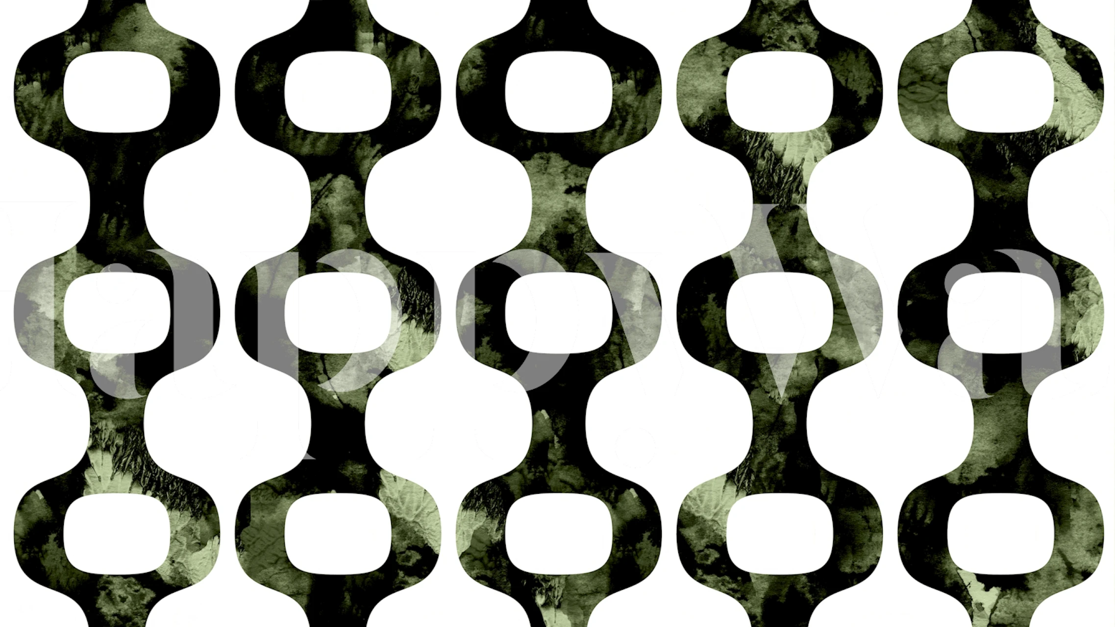 Fototapeta v retro stylu s geometrickými vzory 70. let a zářivými zelenými odstíny.