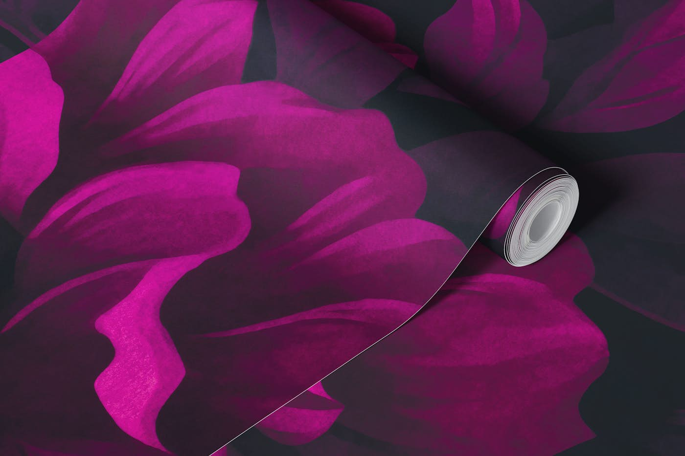 Velveteen Flowers Pink Floral Luxury Opulenz wallpaper roll