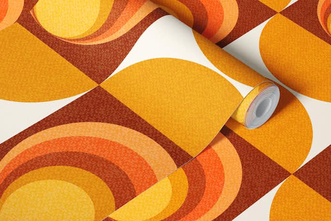 Vintage Abstract Geometry Pattern Orange Sunwallpaper roll