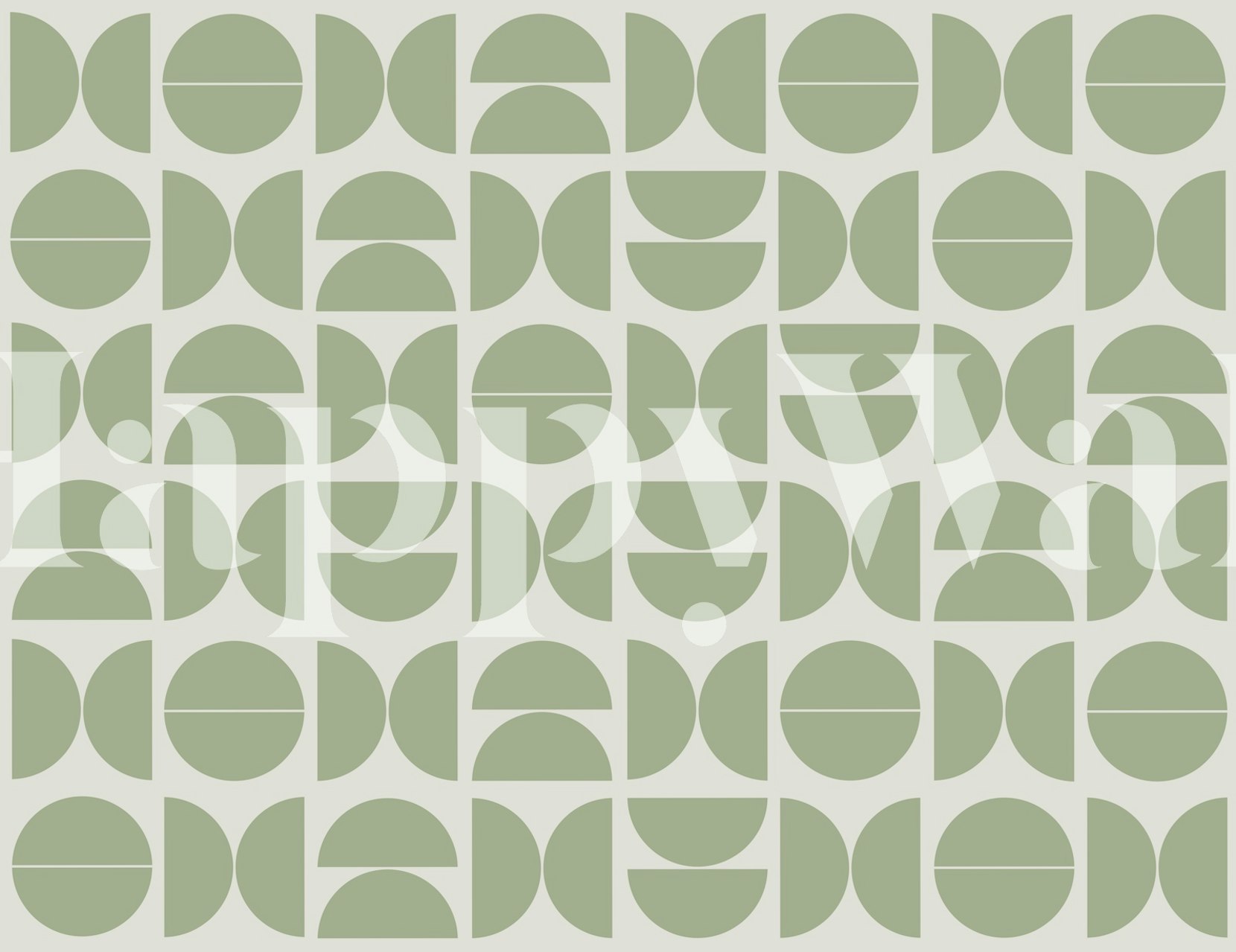 Geometric pattern in green and white wallpaper