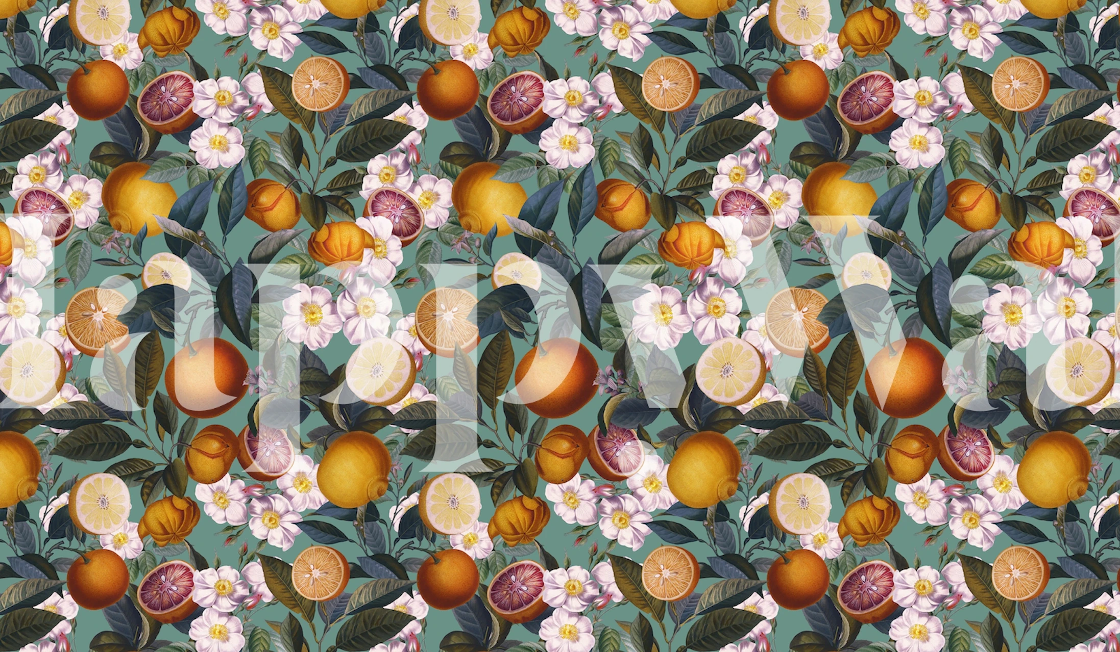 Juicy Lemons wallpaper in a colorful room