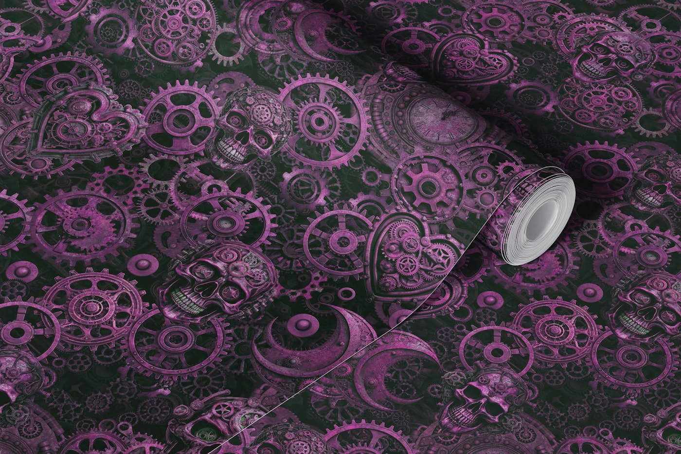 Rusty Steampunk Pink Purple Gothic Vibe wallpaper roll