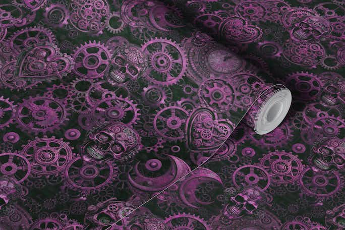 Rusty Steampunk Pink Purple Gothic Vibewallpaper roll