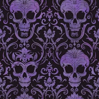 Dark Gothic Elegance Skull Damask Purple tapet