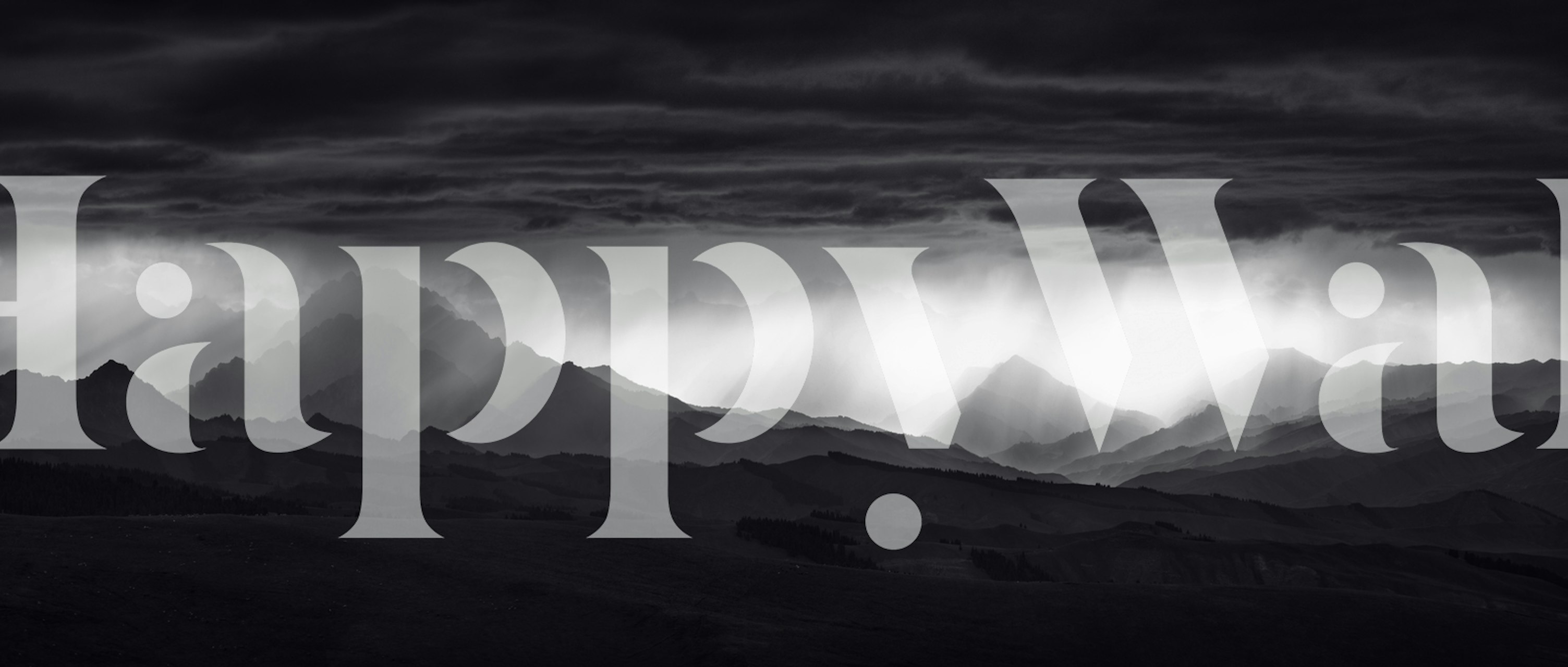 Monochrome mountain scene wallpaper