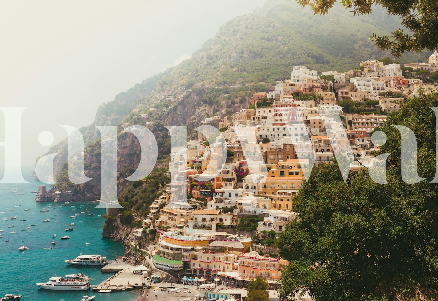 Amalfi Coast wallpaper u modernoj sobi