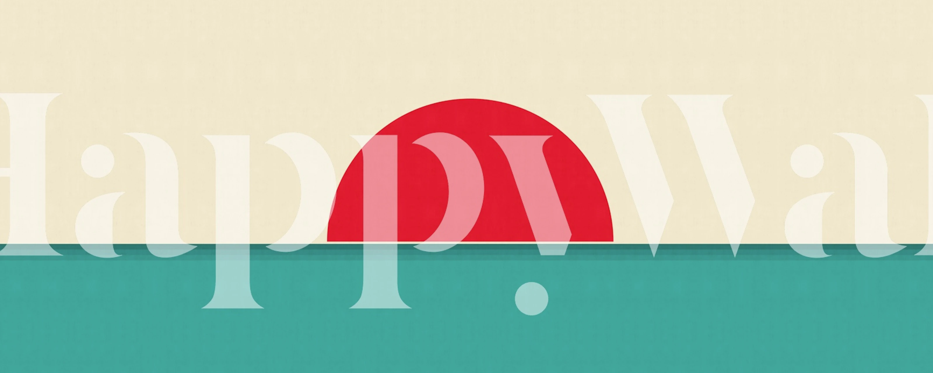 Minimalist landscape with a red sun and teal water wallpaper