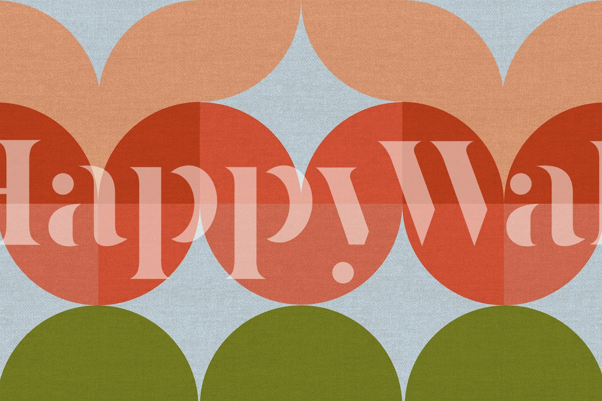 Abstrakt geometriskt mönster med vintage 70-talsblommor i nyanser av orange, grönt och persika för väggmålning