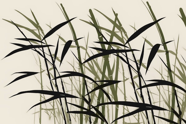Wild Bamboo Grasses on Creme