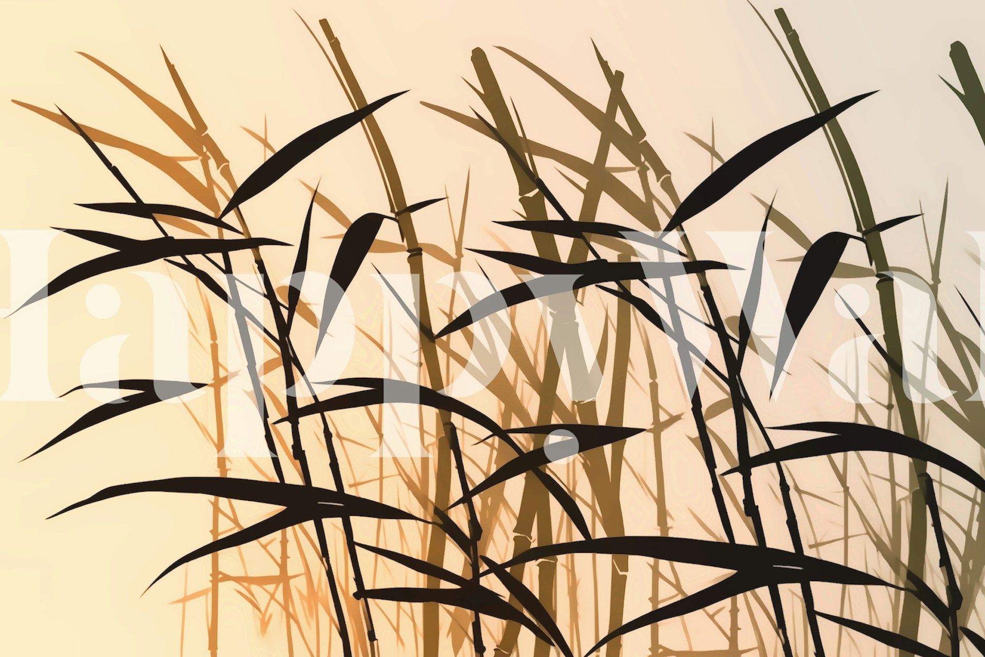 Bamboo grass silhouette in warm tones wallpaper
