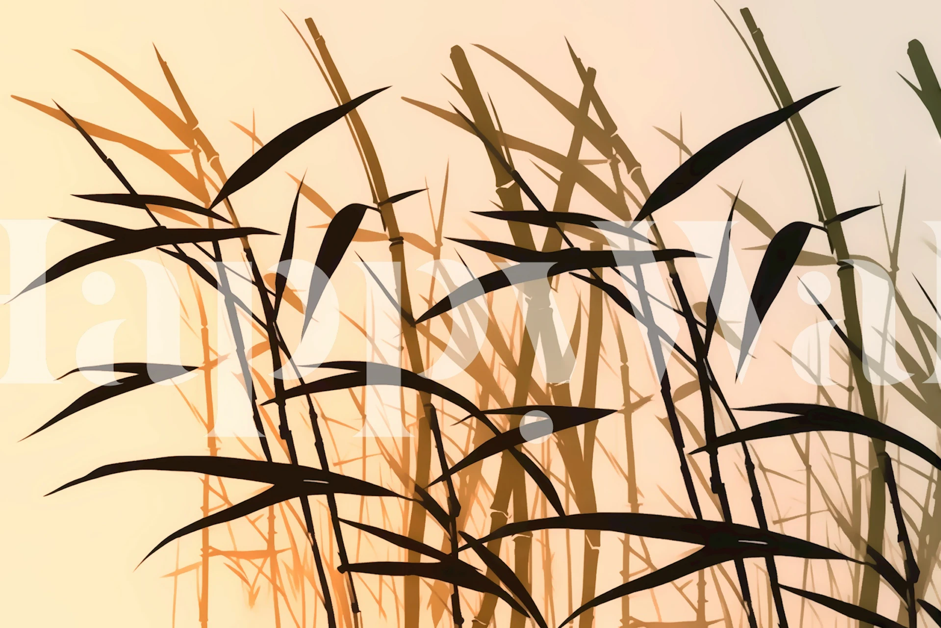 Tapeta s siluetou bambusu na teplém, slunečném pozadí