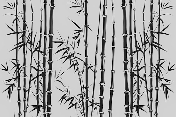Wild Bamboo Grass Luxury Black White