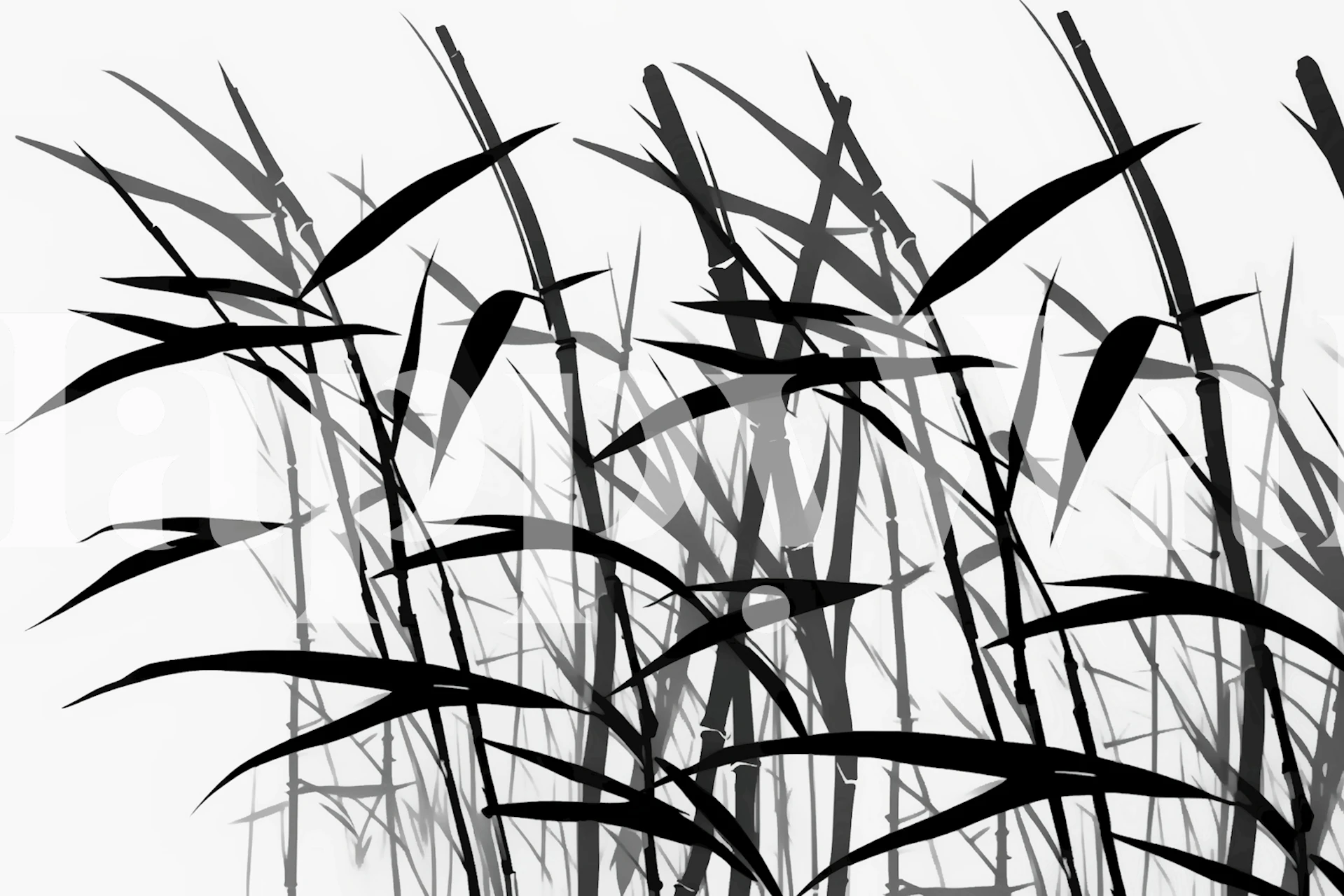 Tapeta Black and White Bamboo Grass Meadow w pokoju