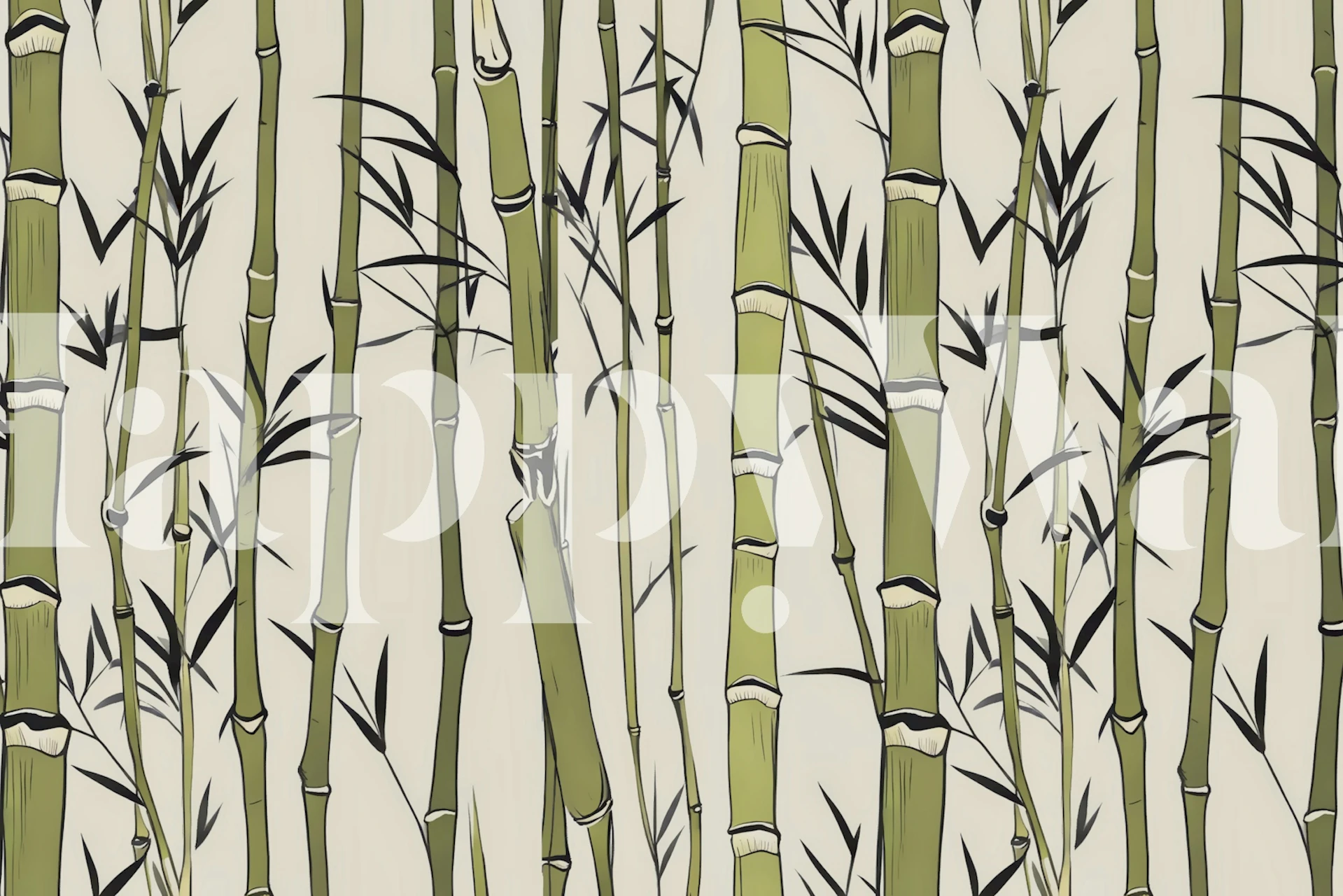 Art Deco Bamboo Grass Stripes wallpaper in a room