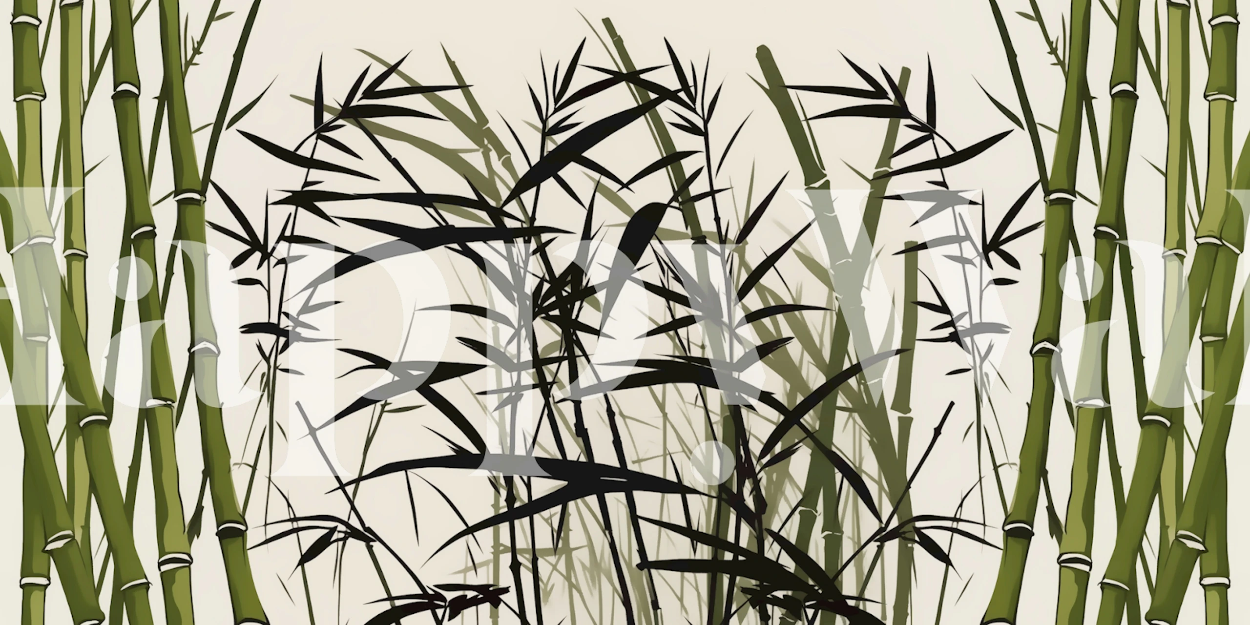 Green bamboo leaves on light background wallpaper
