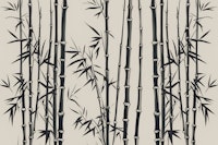 Black White Art Deco Bamboo Grass on Creme wallpaper