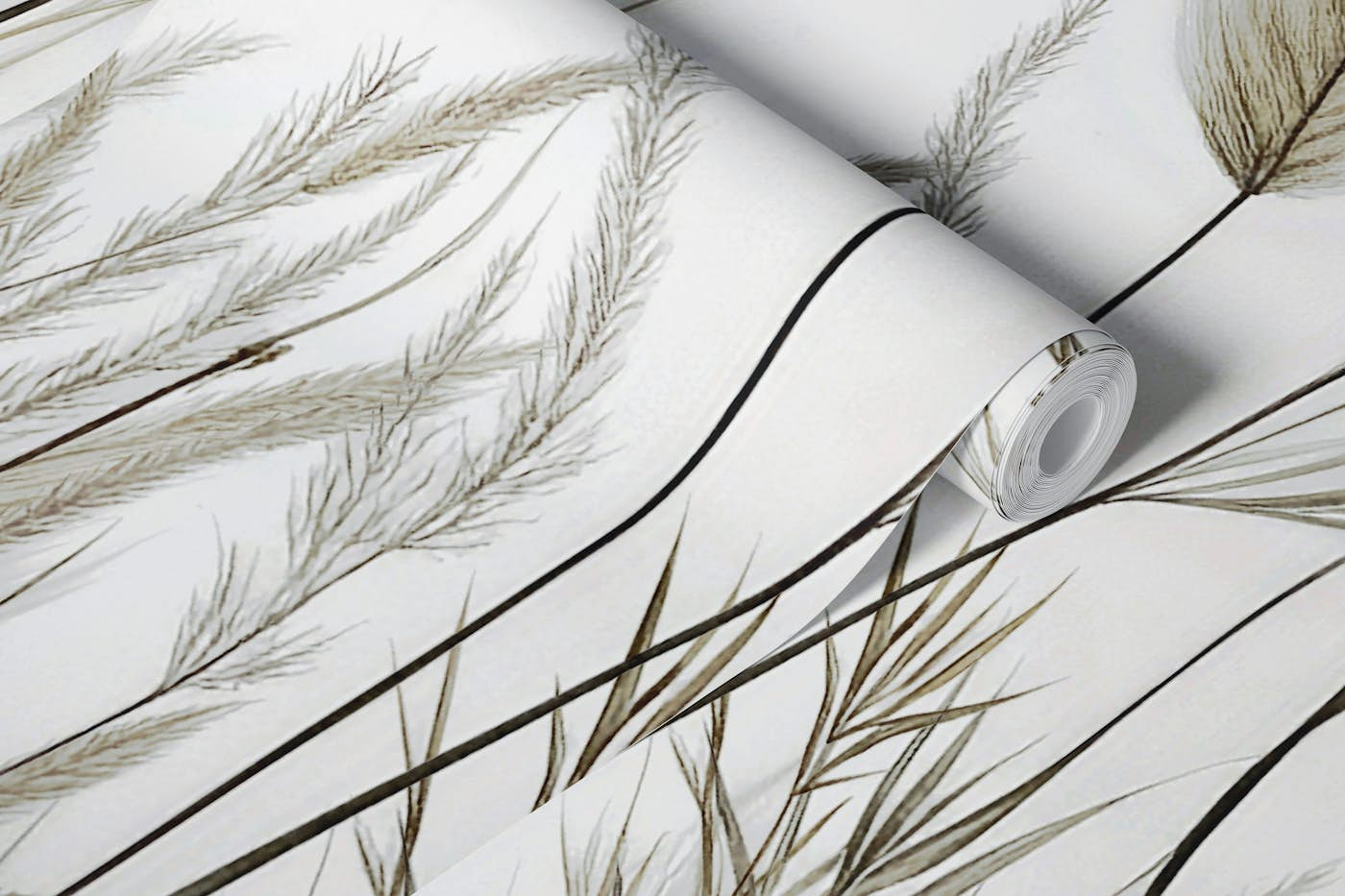 Wild Japandi Grass Botanical Watercolor wallpaper roll