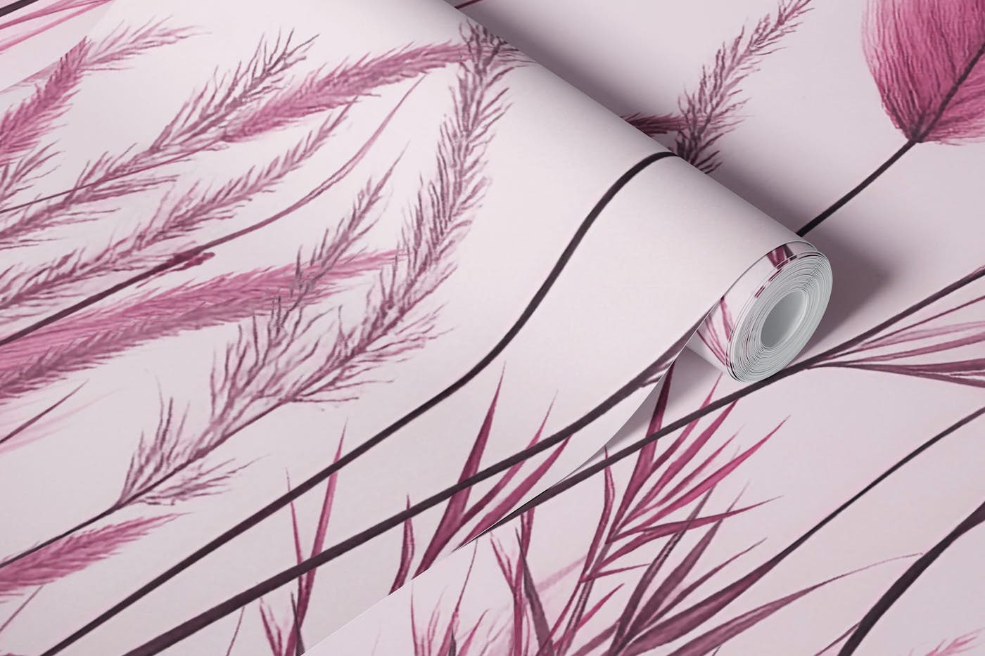 Monochromatic Wild Grass Botanical wallpaper roll