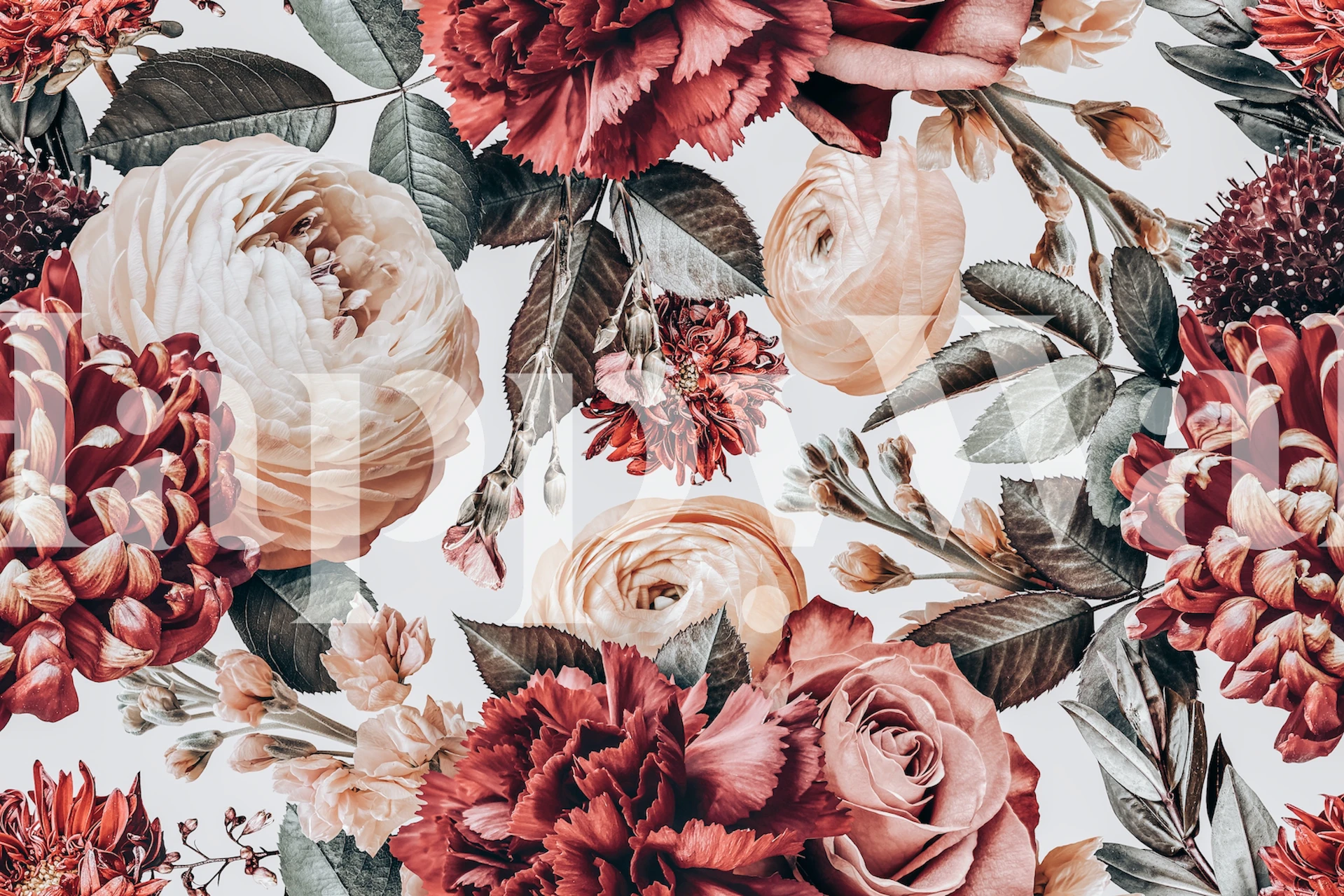 Retro Rose Radiance květinová tapeta v místnosti