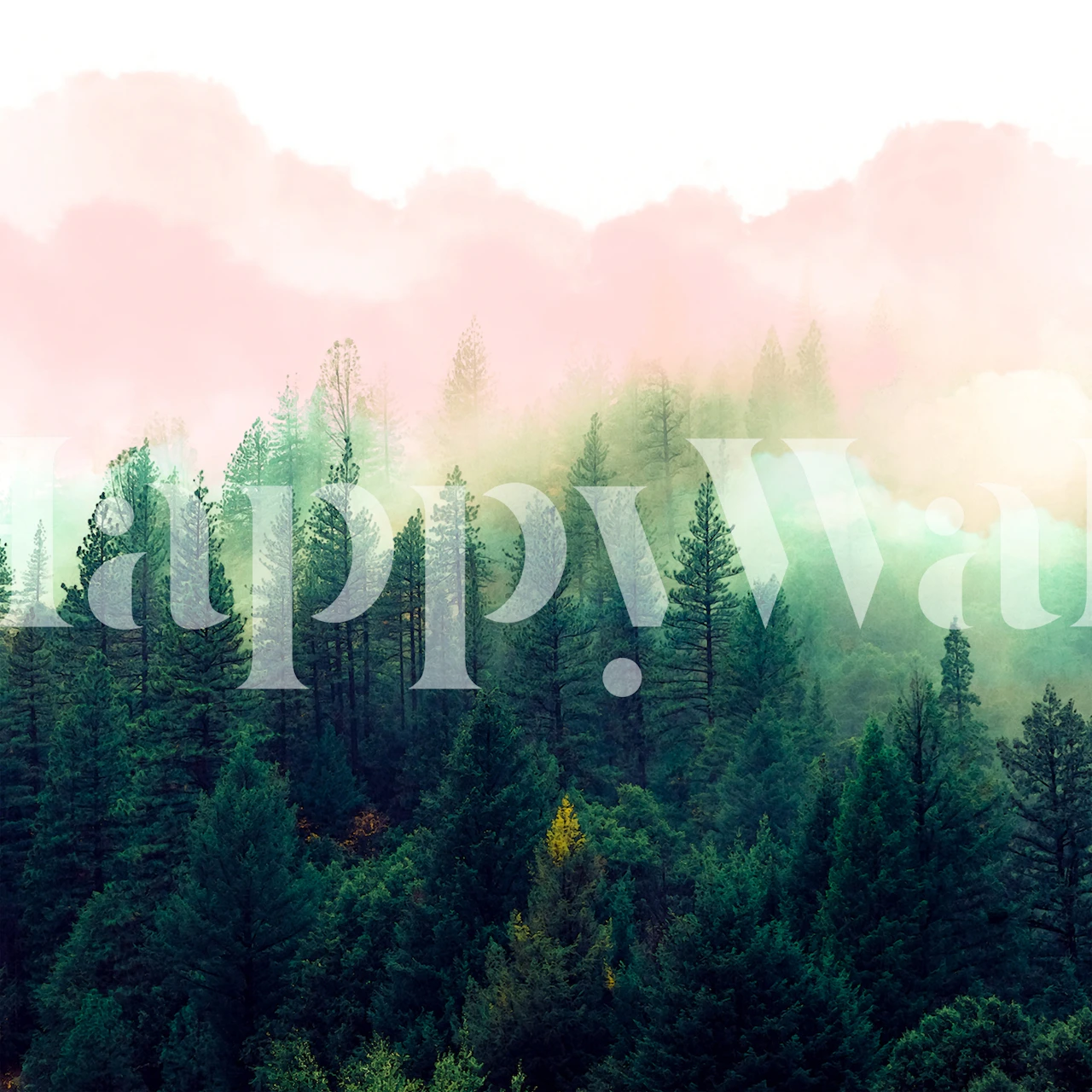 Mountain landscape painting wallpaper in room