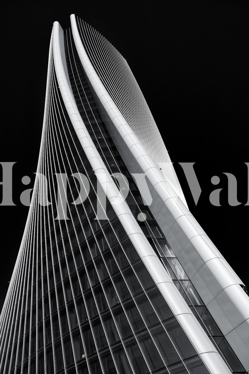 Black and white cityscape wallpaper featuring modern architecture
