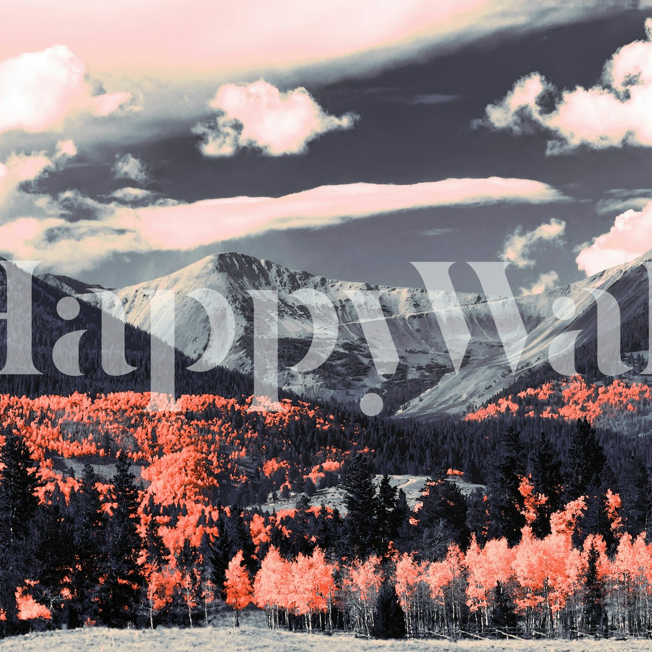 Wild landscape orange tapet i ett rum