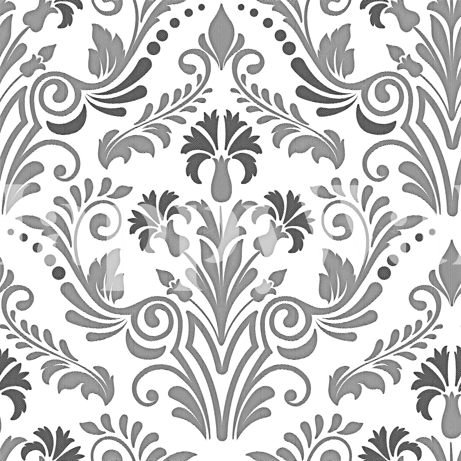 Engraving Ancient Damask Pattern wallpaper Happywall