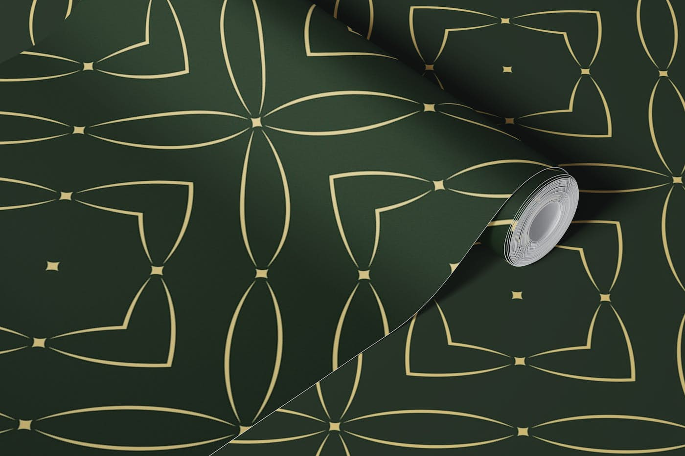 Vintage emerald pattern wallpaper roll