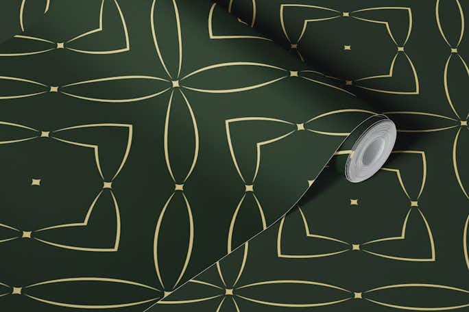 Vintage emerald patternwallpaper roll