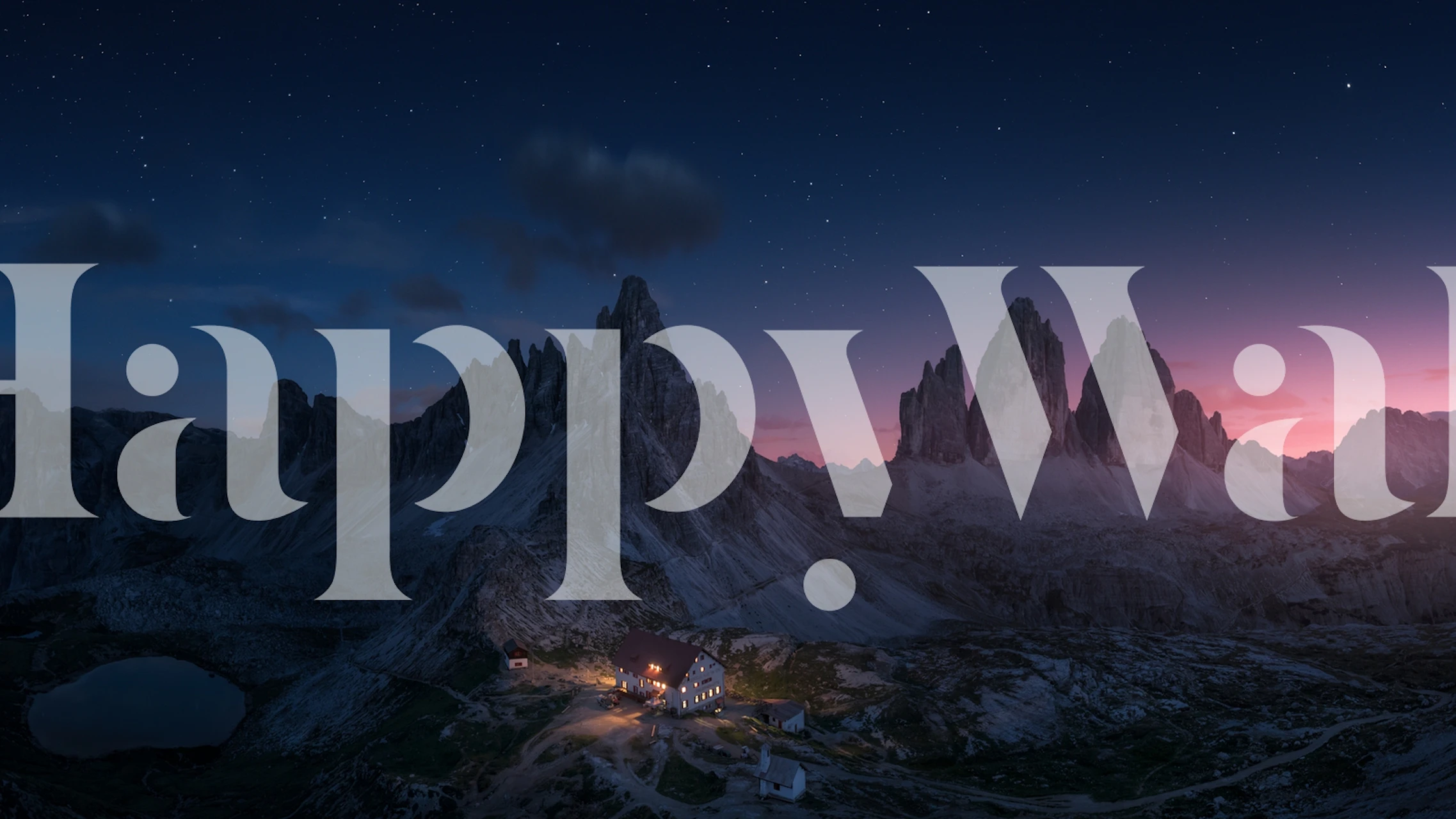 Mountain landscape with rocky peaks and twilight sky wallpaper