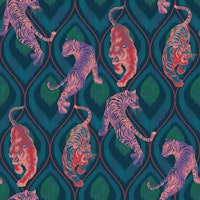 Tiger Spirit - blue & red & violet tapete