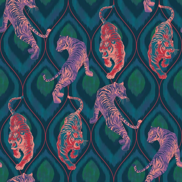 Tiger Spirit - blue & red & violet