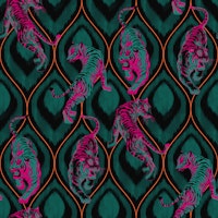 Tiger Spirit - black & teal & pink tapete