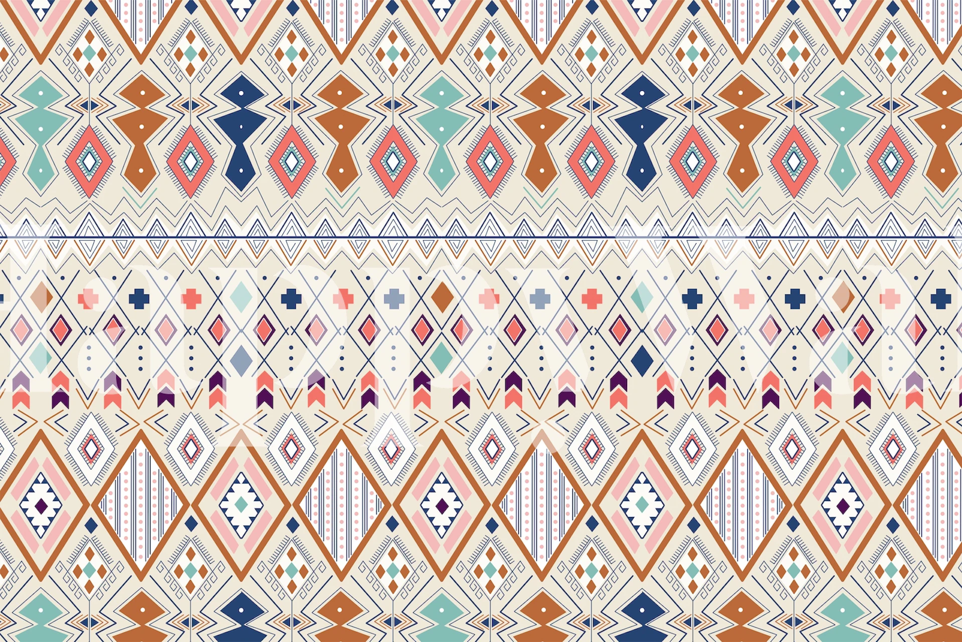 Colorful tribal pattern with diamonds in pastel colors wallpaper