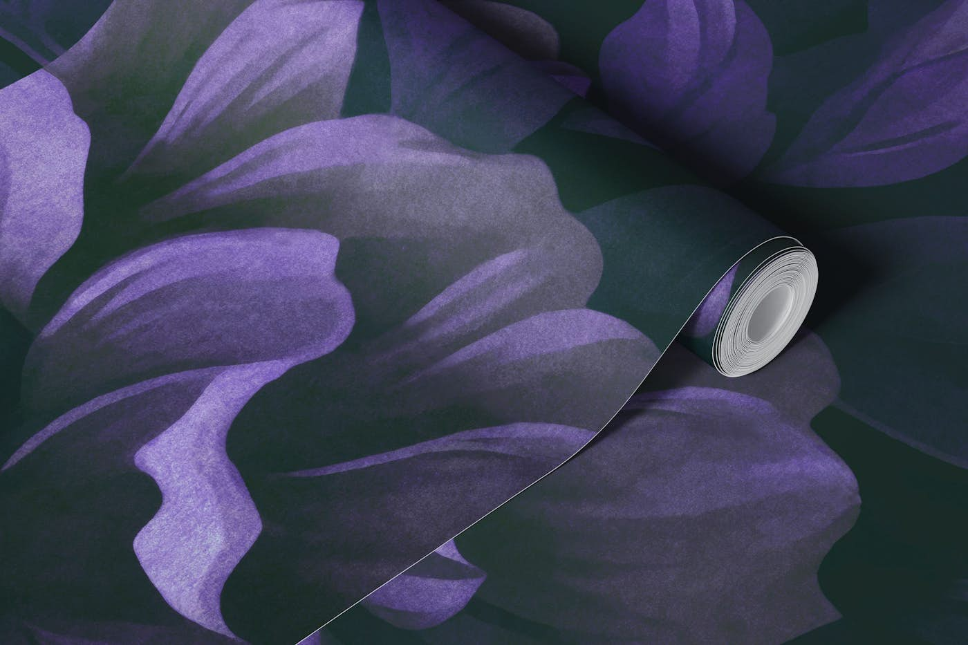 Velveteen Purple Moody Flower Luxury Opulence wallpaper roll