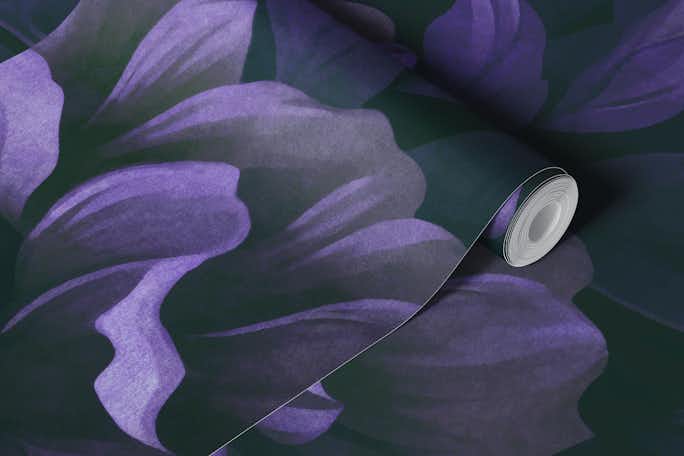 Velveteen Purple Moody Flower Luxury Opulencewallpaper roll