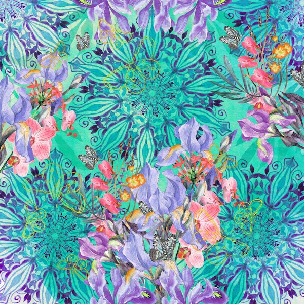 Nature among blue mandalas BG