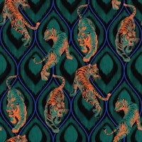 Tiger Spirit - black & teal & orange tapete