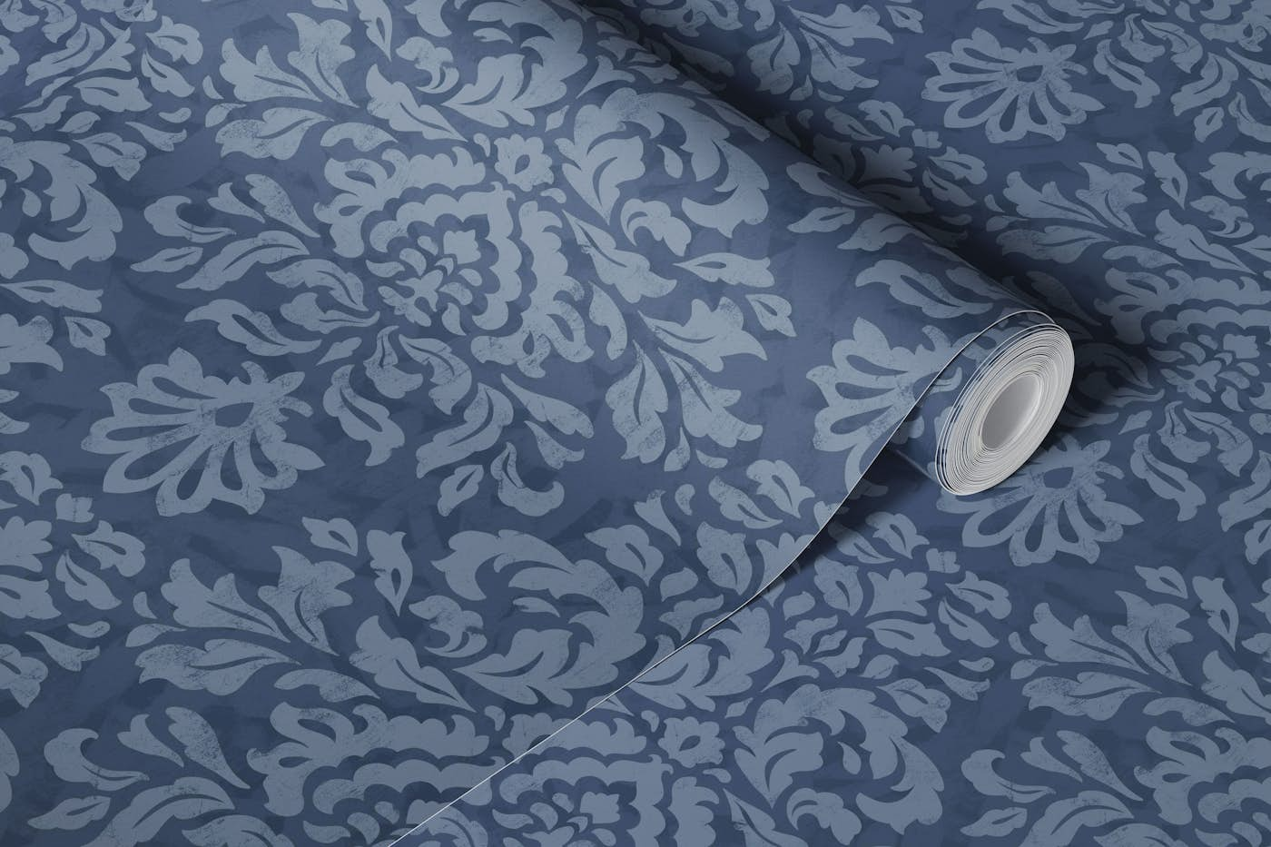 Damask - blue wallpaper roll