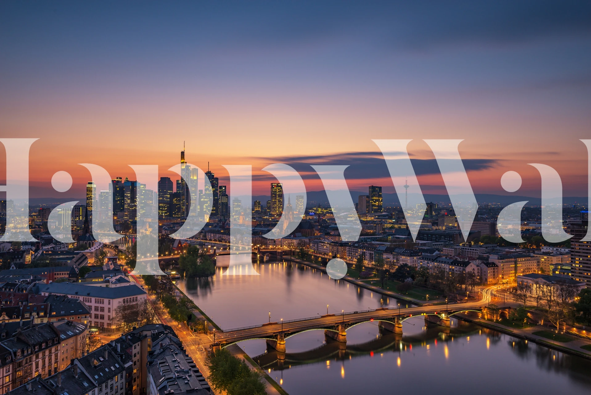 Frankfurt skyline at sunset wallpaper in a room