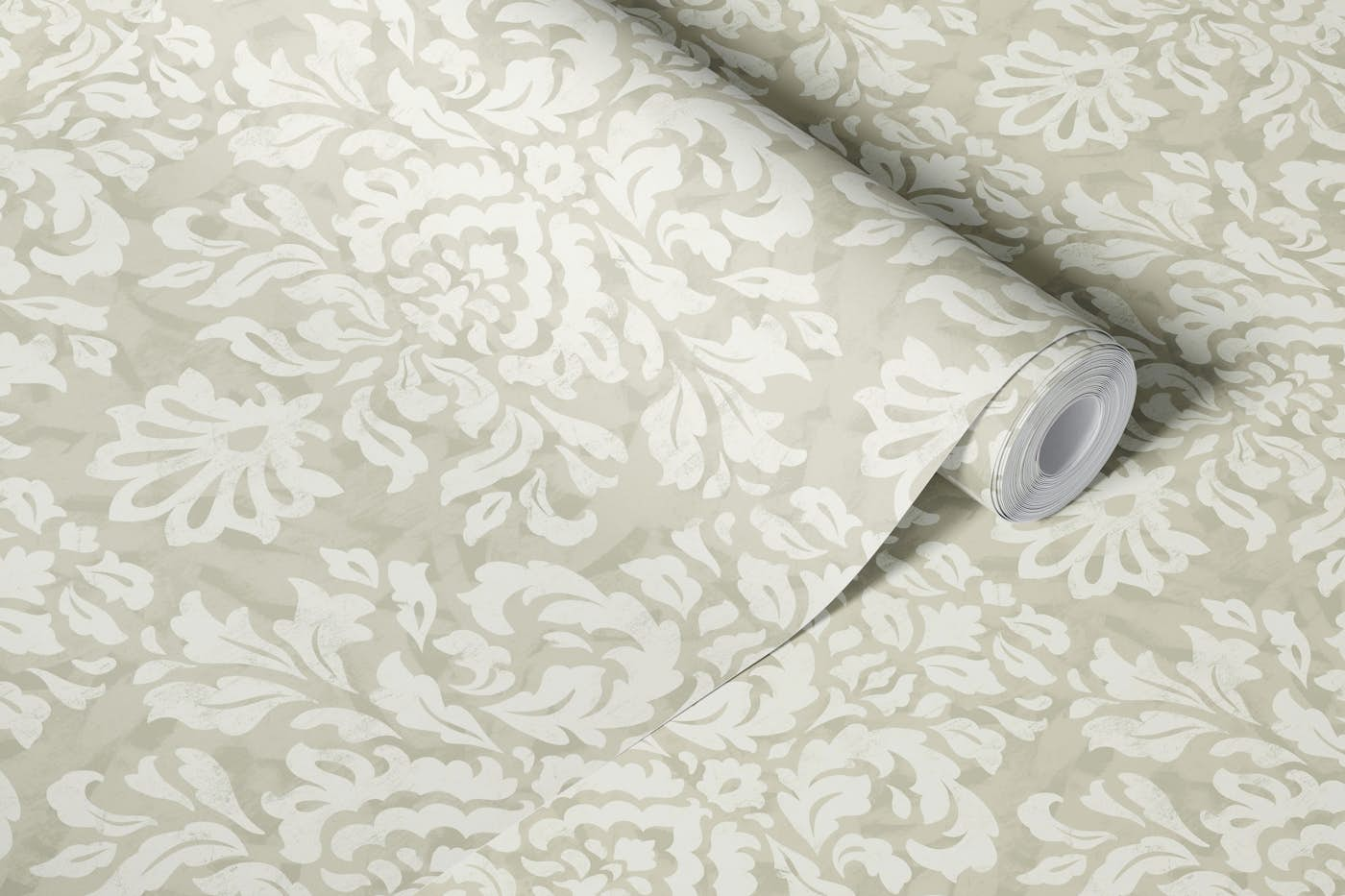 Damask - ecru wallpaper roll