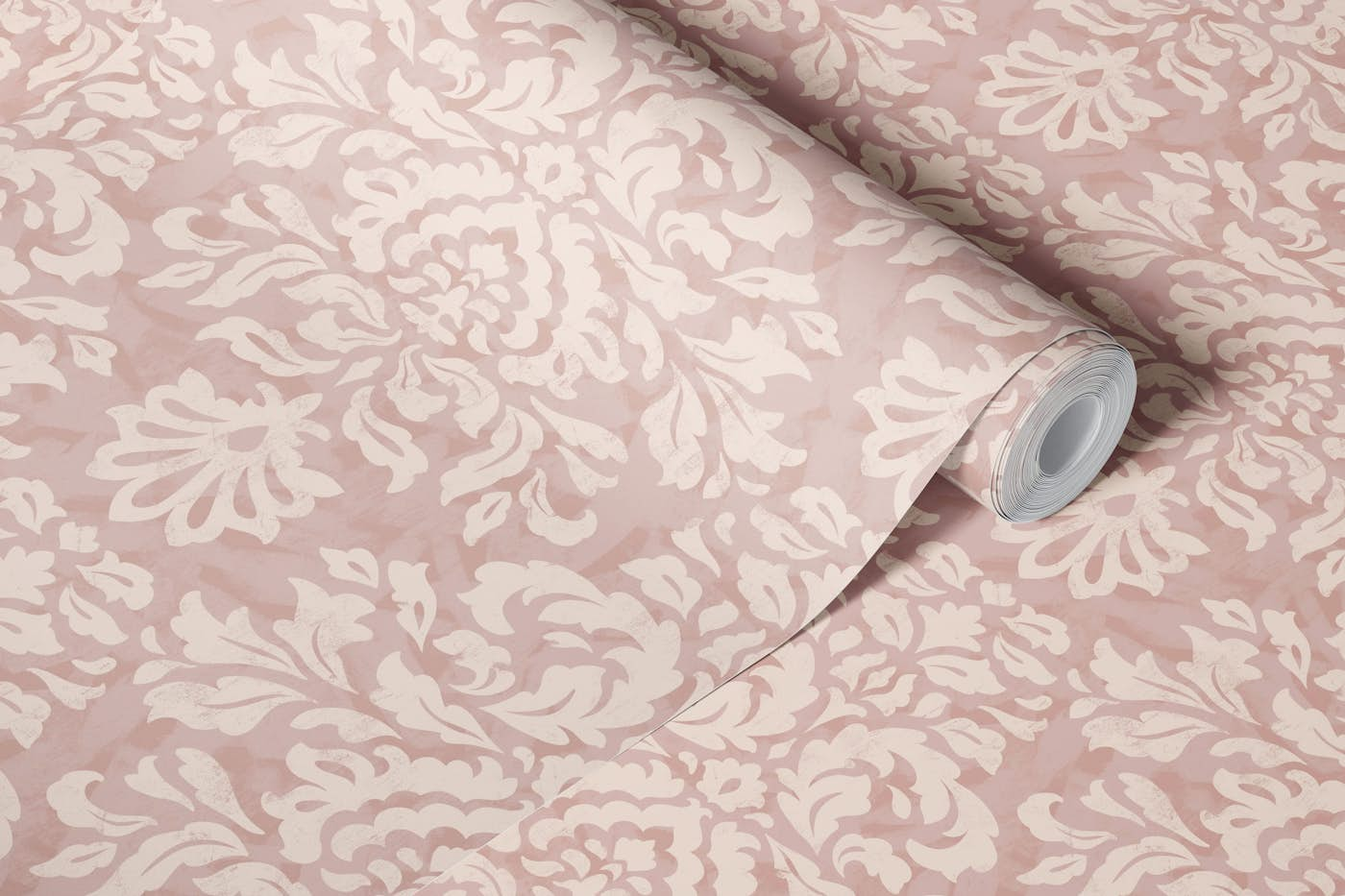 Damask - dusty rose wallpaper roll