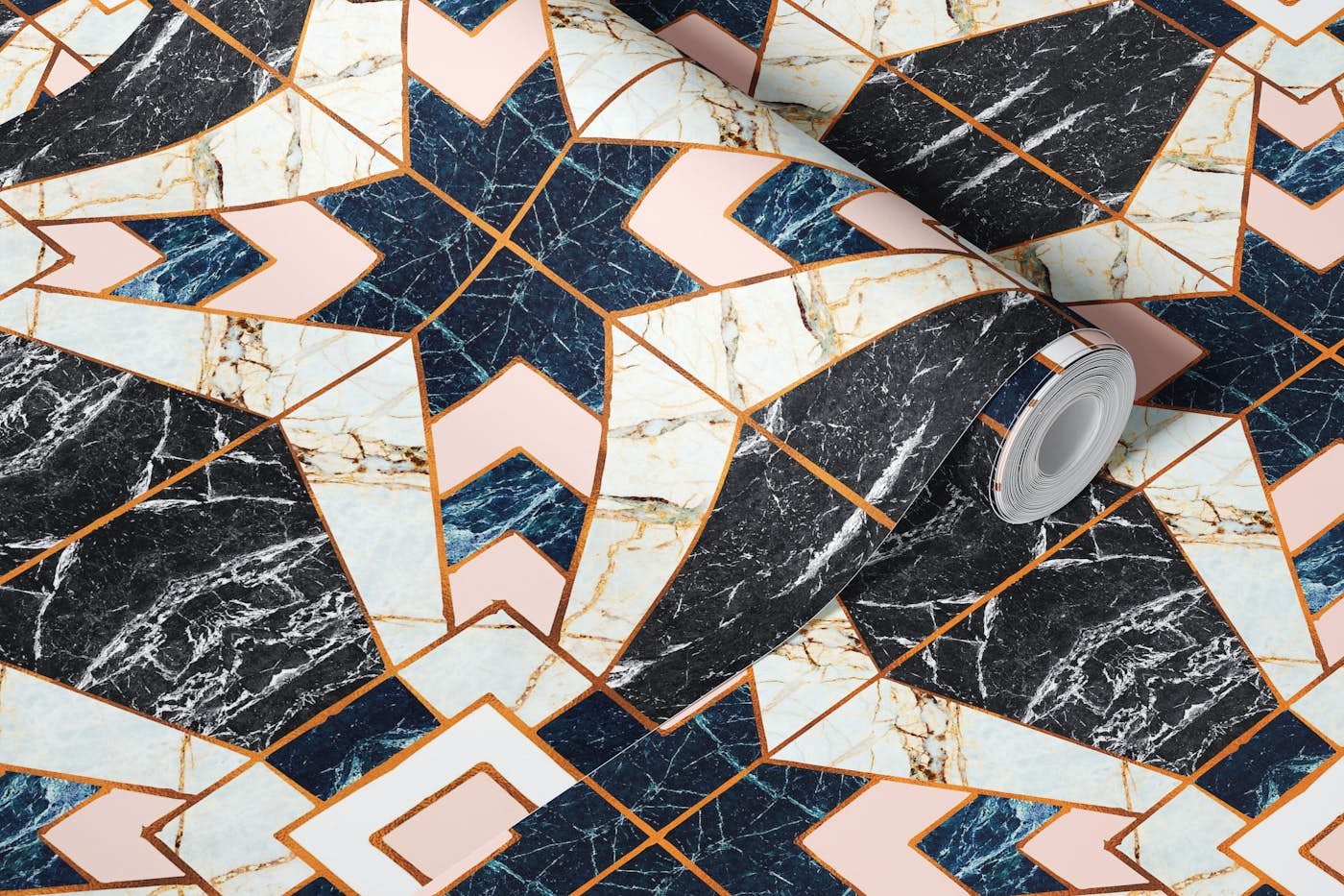 Mosaic_pattern_geometric_marbled_II_W wallpaper roll