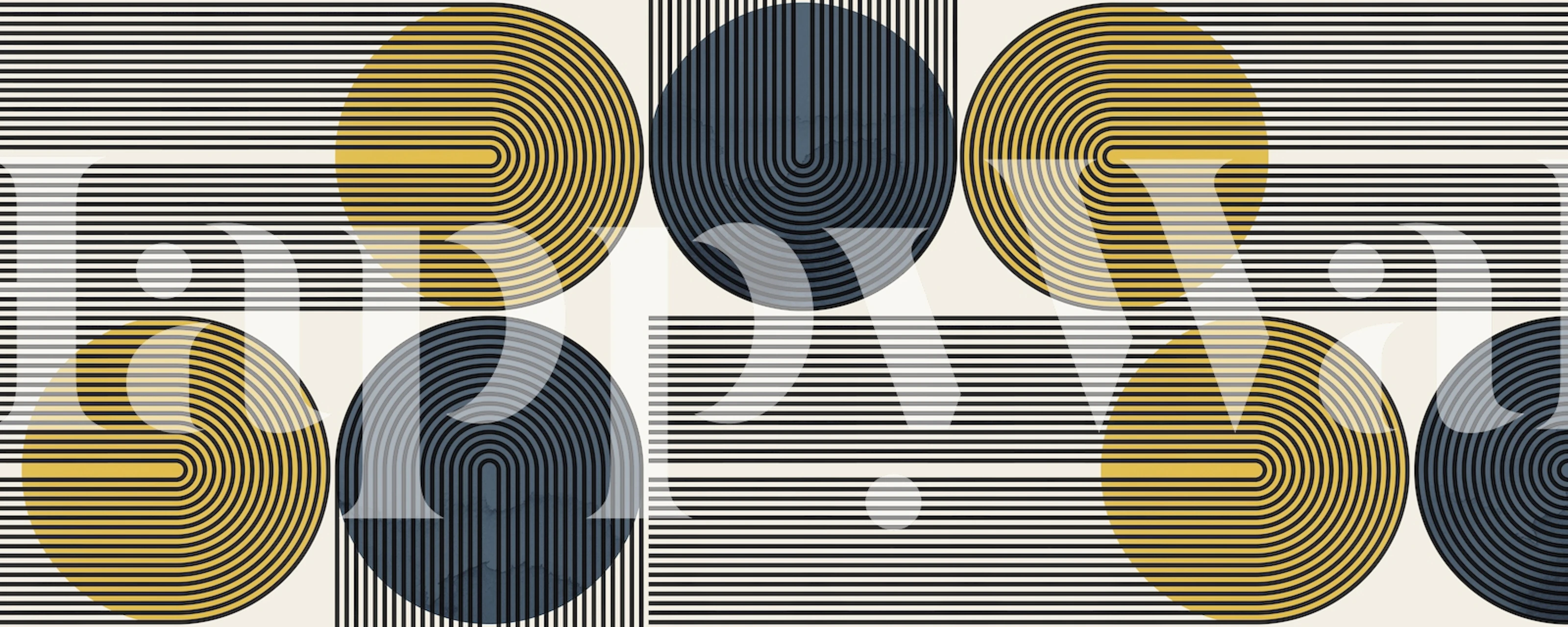 Lines and circles wallpaper design in a room