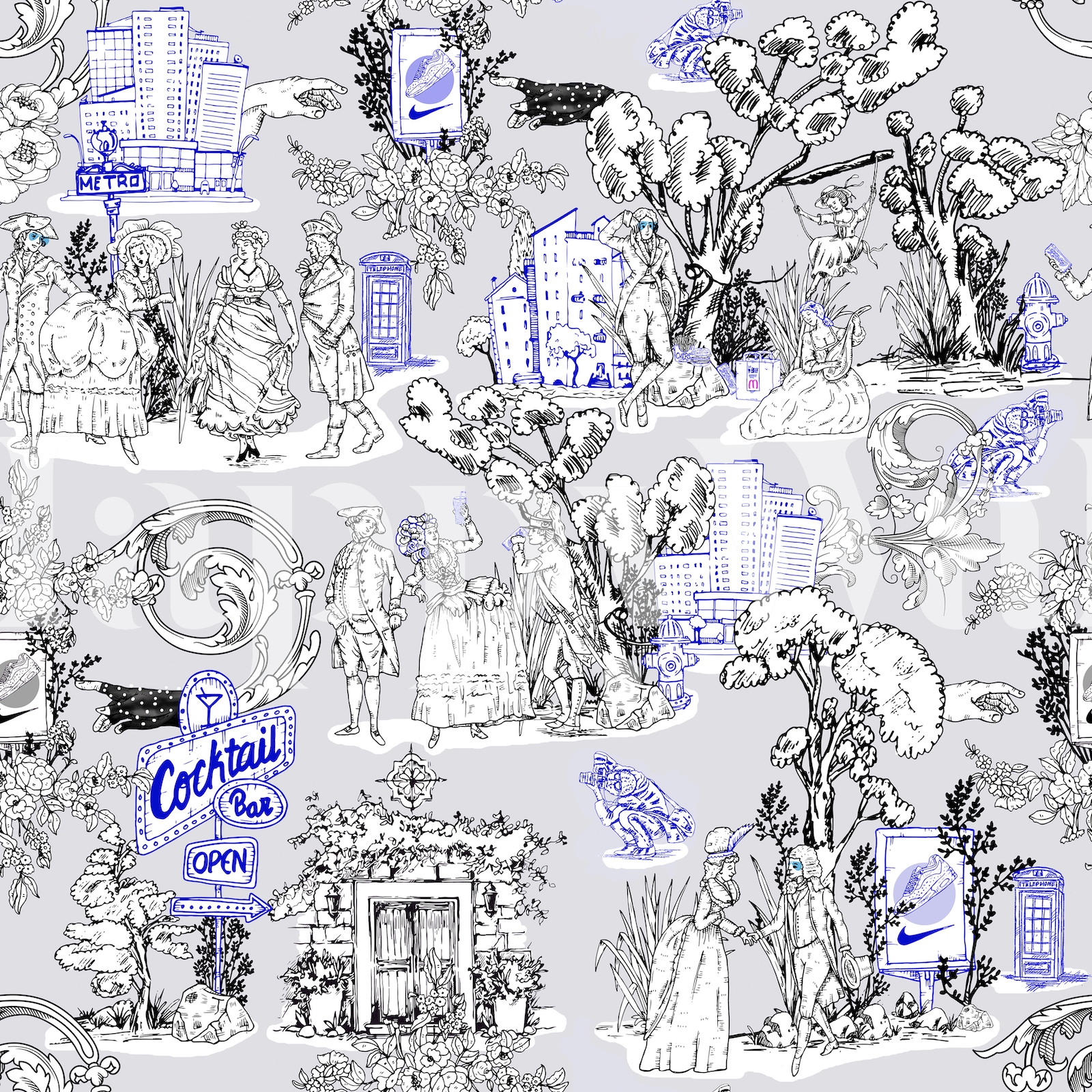 Modern Toile Wallpaper Happywall
