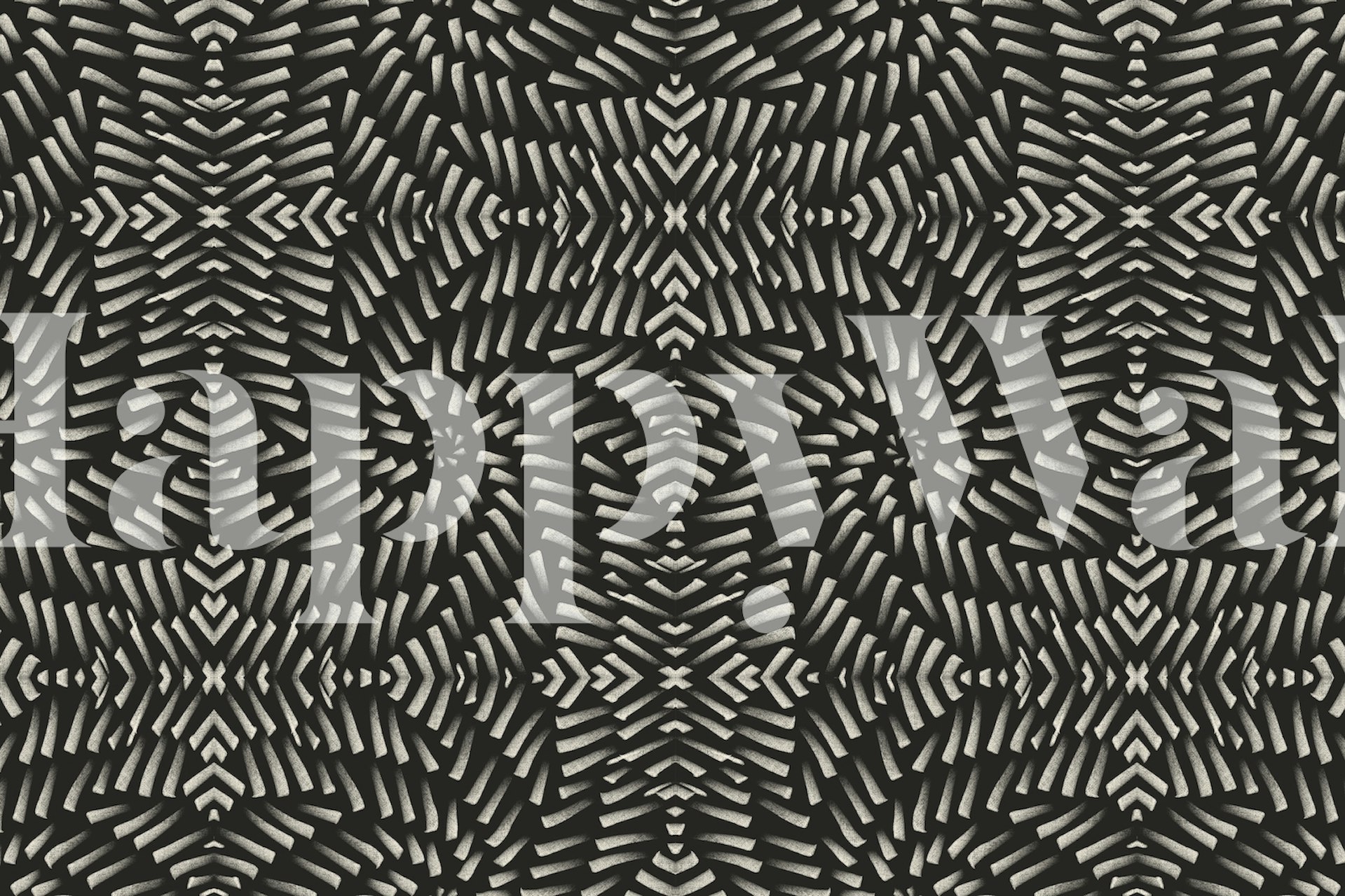 Abstrakt svart och vit mosaik av penseldrag väggmålning