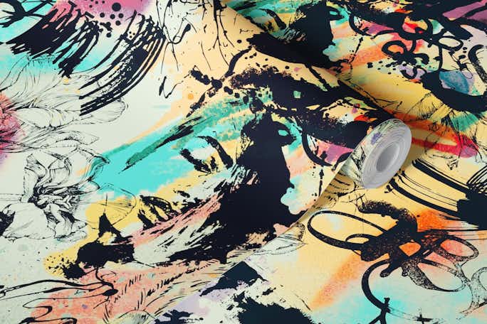 Graffiti colorfulwallpaper roll