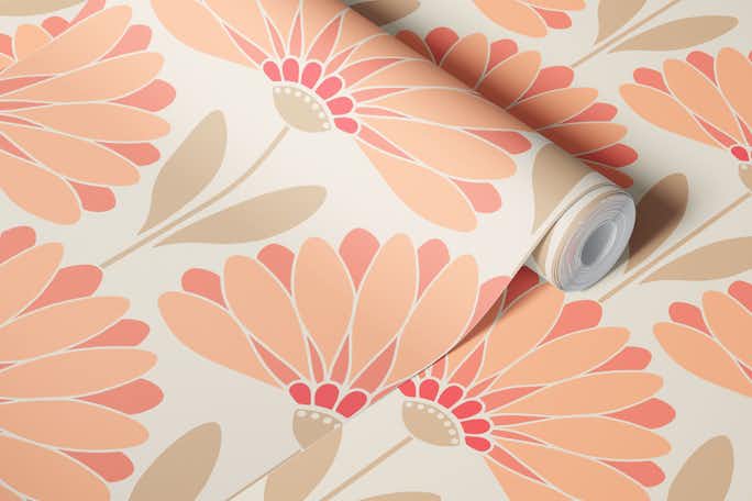 Peach Fuzz Daisy - Largewallpaper roll